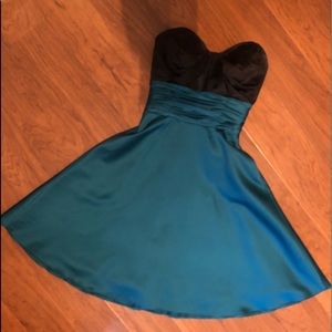 Teal strapless dress